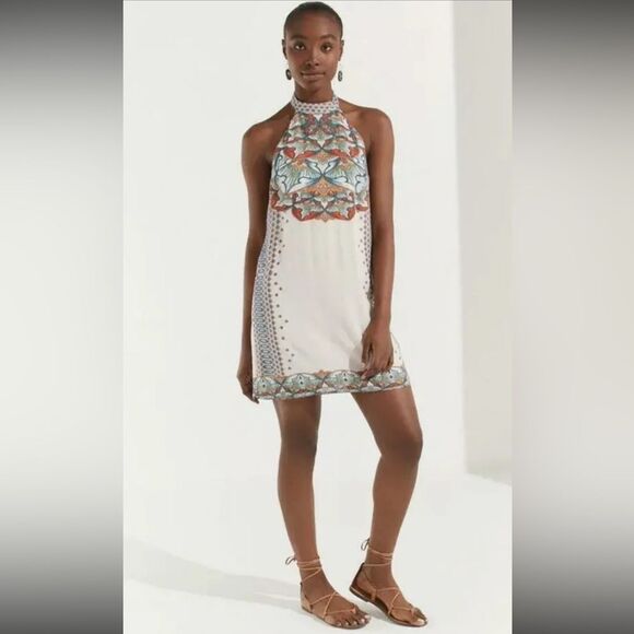 Urban Outfitters Halter Mini Catalina Dress Boho Festival Summer Vacation Sz XS - Picture 1 of 9